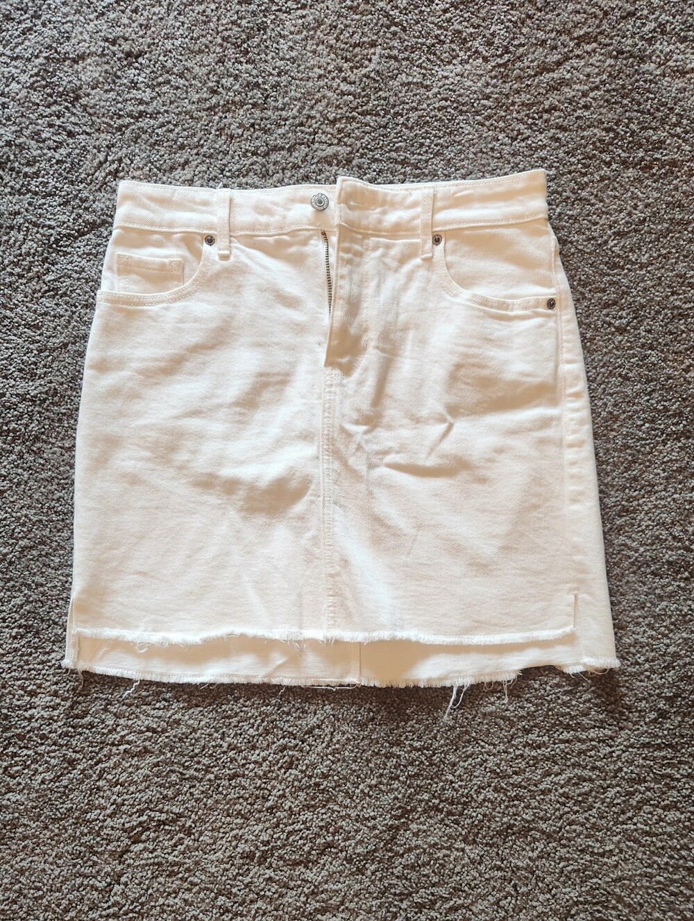 Old Navy White Denim Mini Skirt with Frayed Hem